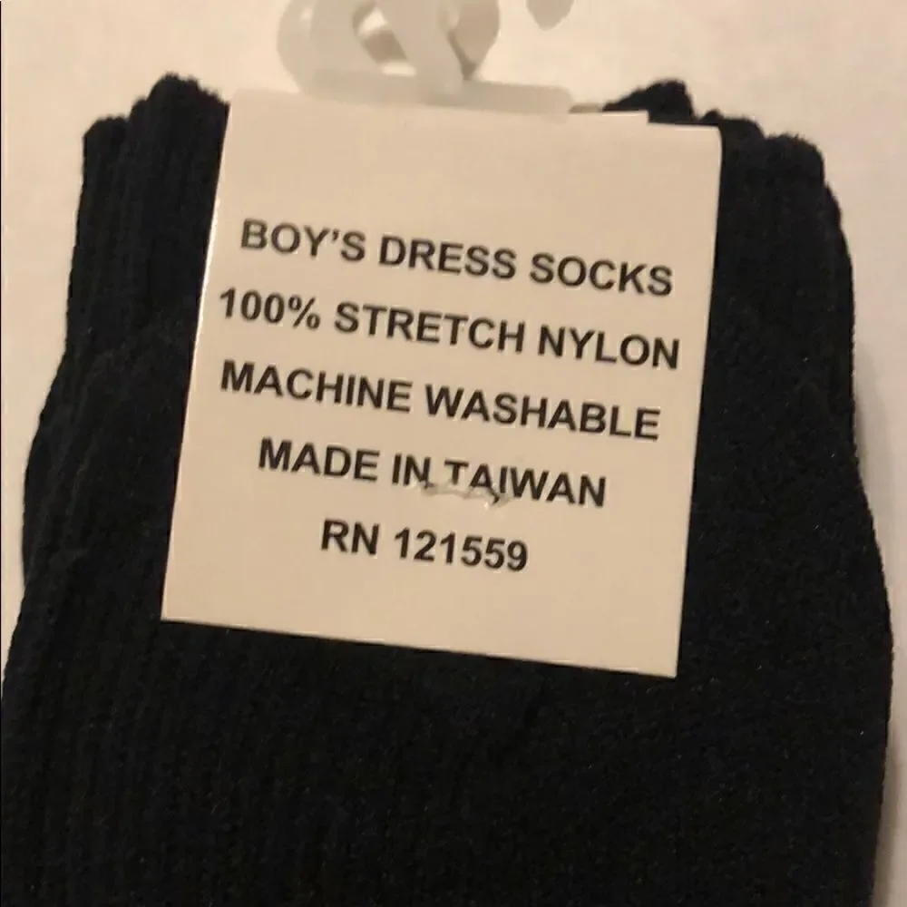3/$15 or 5/$20 NWT boys black nylon socks size 9-11